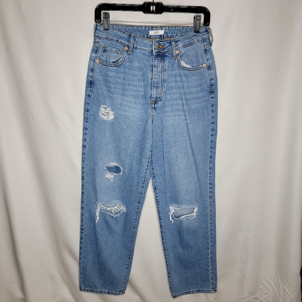 Forever 21 Premium Womens Mid Rise Distressed Straight Leg Jeans Size 25